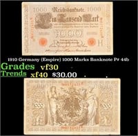 1910 Germany (Empire) 1000 Marks Banknote P# 44b G