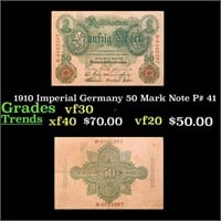 1910 Imperial Germany 50 Mark Note P# 41 Grades vf