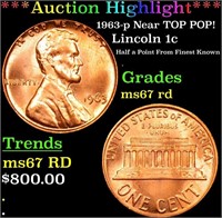 ***Auction Highlight*** 1963-p Lincoln Cent Near T