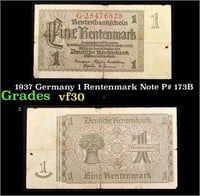 1937 Germany 1 Rentenmark Note P# 173B Grades vf++