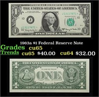 1963a $1 Federal Reserve Note Grades Gem CU