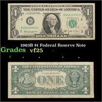 1963B $1 Federal Reserve Note Grades vf+