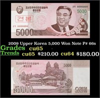 2009 Upper Korea 5,000 Won Note P# 66s Grades Gem