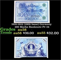 1918-1922 (1908 Issue) Germany 100 Marks Banknote