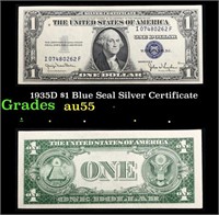 1935D $1 Blue Seal Silver Certificate Grades Choic