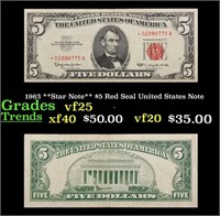 1963 **Star Note** $5 Red Seal United States Note