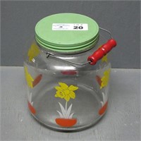 Large Glass Lidded Jar w/ Daffodils