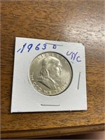 1963 D franklin half dollar
