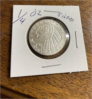 1/4 oz silver, incuse indian fractional silver