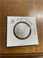 1/4 oz silver, incuse indian fractional silver
