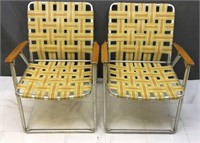 2 Vintage Web Lawn Chairs Camping Folding