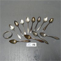 12 Sterling Silver Spoons & Cuff Bracelet
