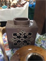 Black and brown ceramic vase