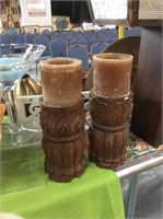 Pair of pedestal candle holders
