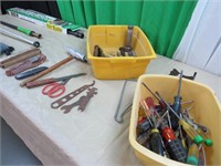 Tools - Screwdrivers, leather belt knife holder,