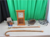 Canes, Clock, Plant Baskets & Other Misc Items