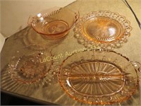 vintage pink depression glass bowl platter