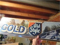Old Style cardboard foiled beer sign