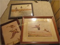 3 vintage bird goose pheasant framed prints