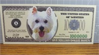 Westie $1 million doggy bones banknote