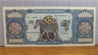 Wild animals of Africa $1 million dollar banknote