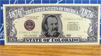 State of Colorado 1876 banknote