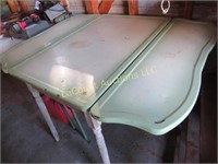 enameled top table great patina hint of green