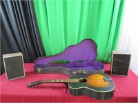Stella Guitar w/ case, speakers