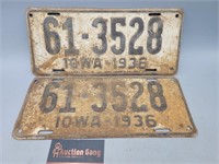 1936 Iowa Licenses Plates Set