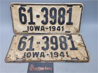 1941 Iowa Licenses Plates Set