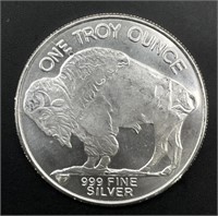 One Troy Ounce 999 Fine Silver Buffalo Round