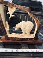 Bear and Eagle Carved Decorative Piece