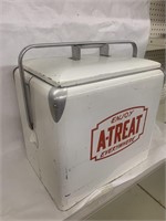 18" x 16" X 13" Vintage A-Treat Metal Cooler
