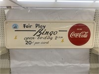 50" X 16" Coca Cola Bingo Metal Sign