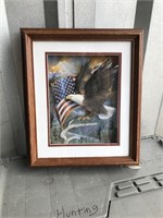 Framed American Picture w Eagle an Flag