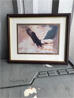 Framed Eagle And American Flag Picture