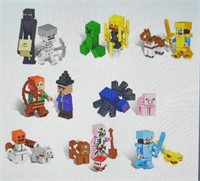 16 figurine Lego style building block Minecraft