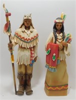 ** 2 Native American Statues - 18" High