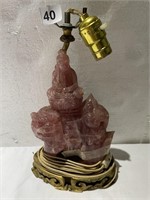 JADEITE BUDDHA LAMP WITH BRASS BOTTOM DOES HAVE A