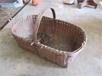 Very Large Antique Wicker Basket 30"Lx17.5"W