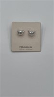 Sterling silver cat pearl earrings