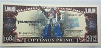 Optimus prime banknote