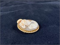 Gold Filled Hand Carved Shell Cameo Set W/