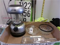 box w/ Jeep lantern & battery operated clock