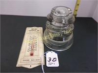 clear glass insulator & advertising thermometer