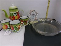 tin cupsw/pitcher &  glass bowl