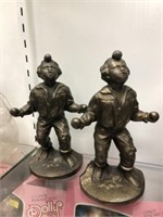 (2) Bronze Plated Cast Metal Figurines