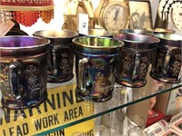 (8) Northwood Carnival Glass Mugs