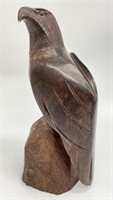 Carved Wood Eagle Sculpture