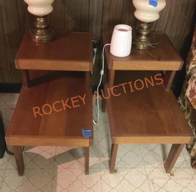 Vintage mid century, modern step down side tables